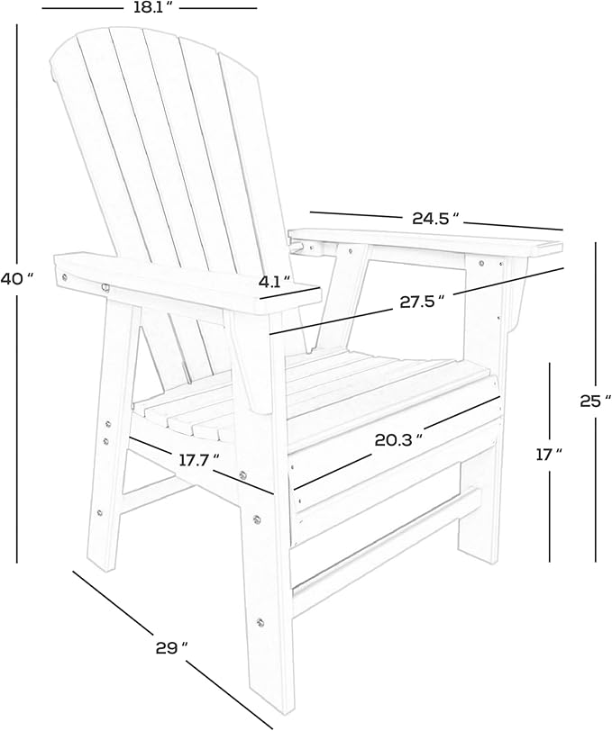 WestinTrends Dylan Dylan Outdoor Patio Shell-Back Adirondack Dining Chair Weather Resistant Gray