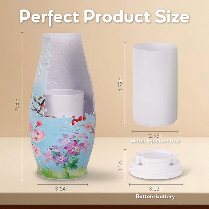 MYLARREN 3D Puzzle Vase for Adults & Kids, 152 Pcs 3D Puzzle Planter Vases for Flowers, Arts and Crafts for Kids 4-6, Adults, Girls, Cute Unique Flower Vases with Night Light(Bird)