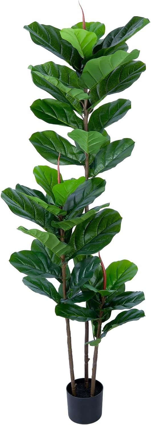 YEPDIN Artificial Fiddle Leaf Fig Tree 5FT Faux Fiddle Leaves Fig Tree Artificial Plants in Pot for Indoor Outdoor Fake Tree Plants