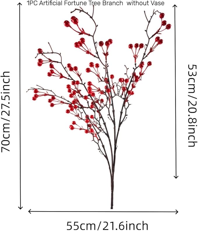 KYMY Artificial Red Berry Branch 27.5 Inch, Faux Winter Berry Stem for 2026 Chinese Vietnamese New Year Decorations, Realistic Holiday Floral Pick for Vase Table Home Party Decor