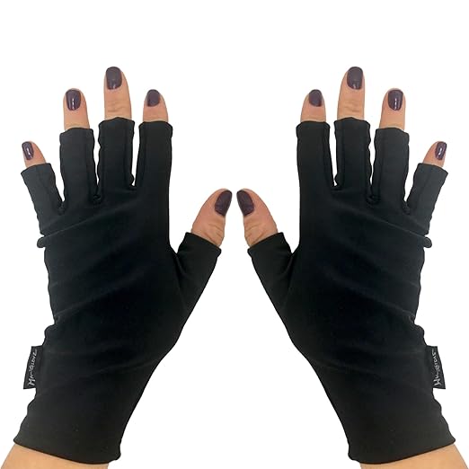 ManiGlovz -The Original Dermatologist Recommended UPF 50+ UV Protective Manicure and Sunblock Fingerless Gloves, Sun Protection, Driving and Gel Manicure Gloves in Black