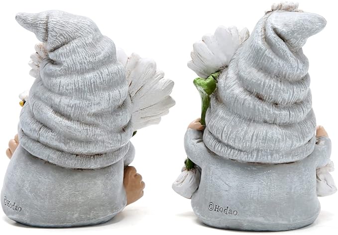 Hodao Set of 2 Spring Gnome Decorations Flower Gnomes Ornaments Decor Summer Outdoor Figurines Spring Elves for Porch, Garden Yard, Flower Bed Garden Gifts for Women, Mom