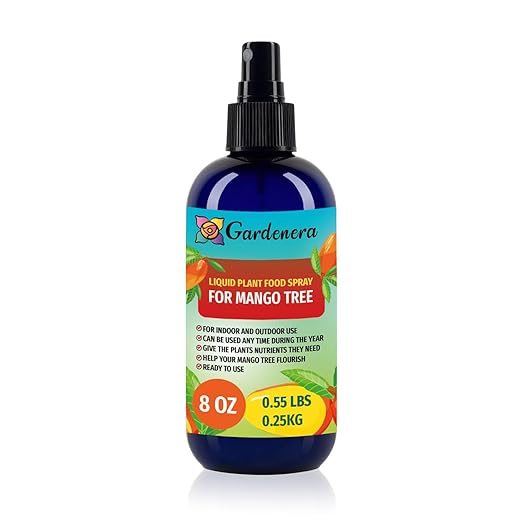 Gardenera Professional Mango Tree Organic Superfood Spray Mist for Home Gardening | Micro-Fungi Enriched Fertilizer Mist for Healthy Leaves & Growth | 18 Vitamins & Minerals for Mango Trees - 8oz