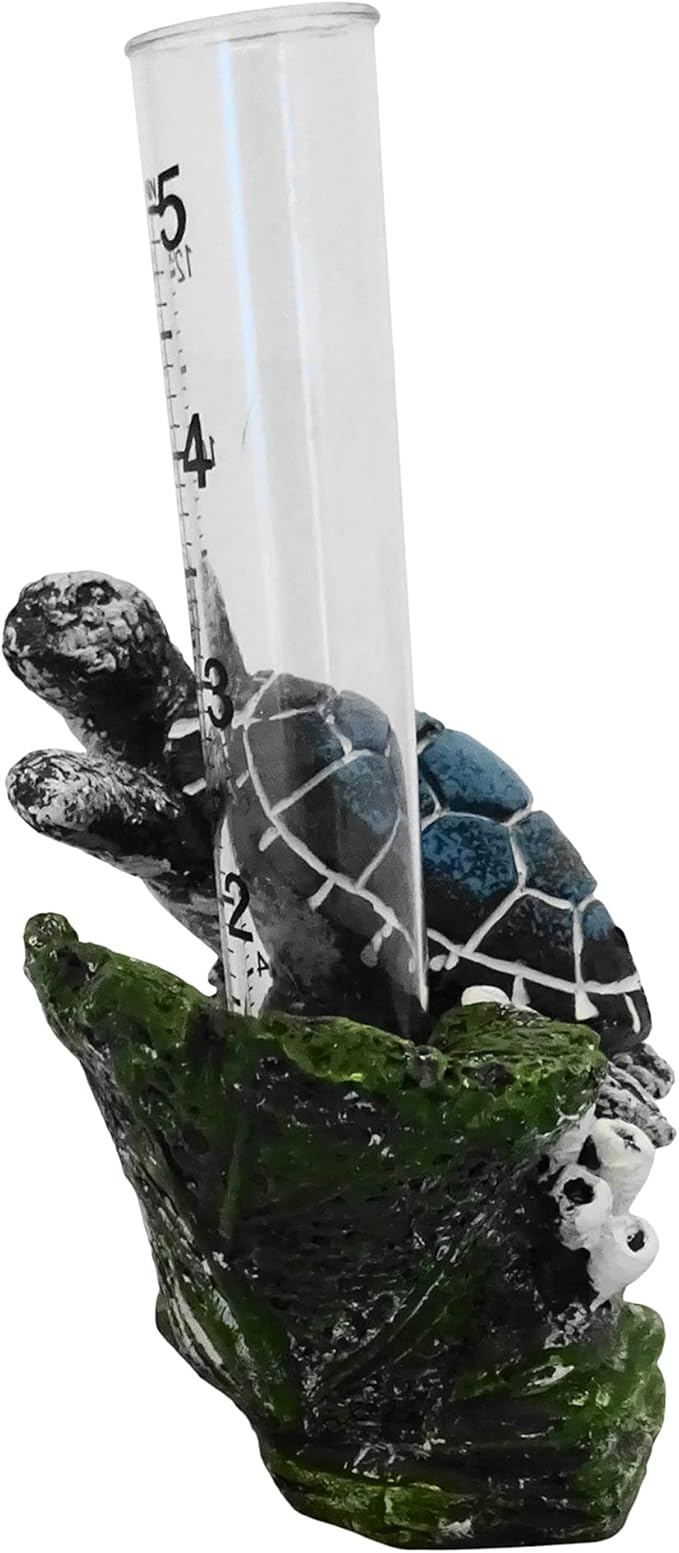 The Crabby Nook Small Rain Gauge Outdoor Garden Decor Guage for Deck or Yard Rain Water Catcher Gages Outdoors (Sea Turtle)