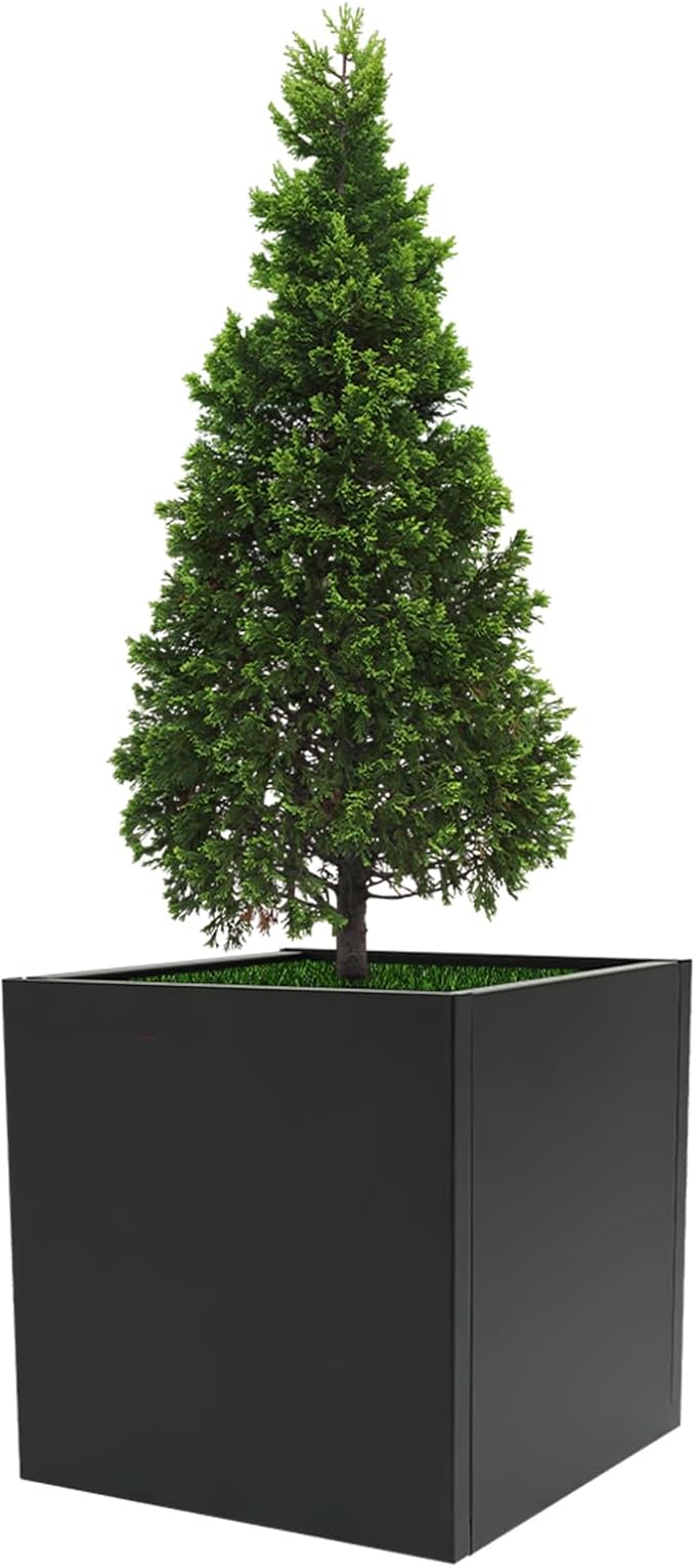 Large Metal Planter, 16/20/24/26/32inch Square Planters Box, Indoor/Outdoor Durable All-Weather Use, Cube Steel Flower Pots for Patio Garden Front Porch, Décor for Tall Plants (Black, 32*32*32inch)