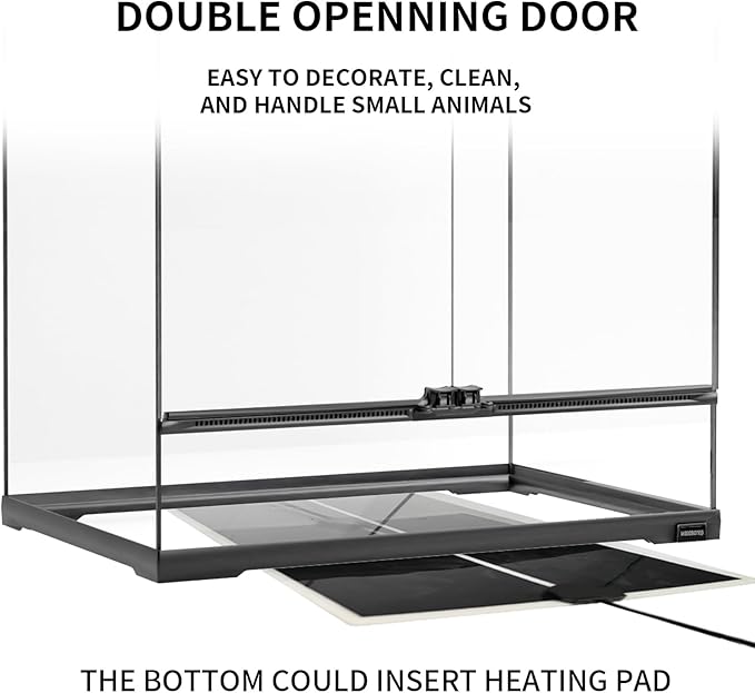 waazoorep 15 Gallon Tall Reptile Glass Tank 12"x12"x24" with Drainage System - Pre-Assembled Vertical Reptile Cage for Arboreal Geckos,Chameleon,Lizard,Tree Frog and Snake with Terrarium Decoration