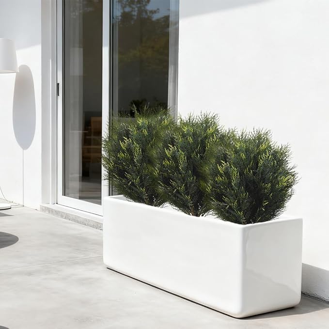 27" Artificial Cedar Topiary Shrub UV-Proof Leaves Poteed Artificial Shrubs for Outdoors Plant for Home Office Outdoor and Indoor Decor Porch Plants