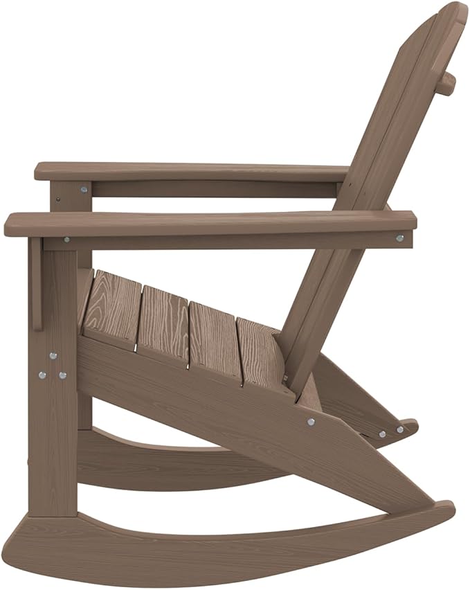 SERWALL Outdoor Adirondack Rocking Chairs Set of 2, All-Weather HDPE Adirondack Rocker Chair, Front Porch Rocker Chairs for Patio Lawn Porch Deck, Coffee