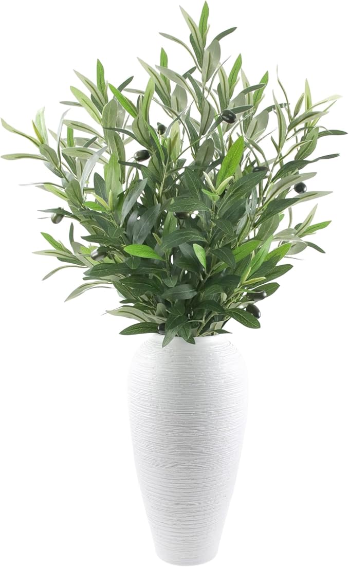 Abyjifar 8 Pcs Artificial Olive Branches for Vase, 22" Fake Greenery Olive Leaves Stems Faux Tabletop DIY Plants for Home Office Cafe Wedding Party Decor (4 Branches)