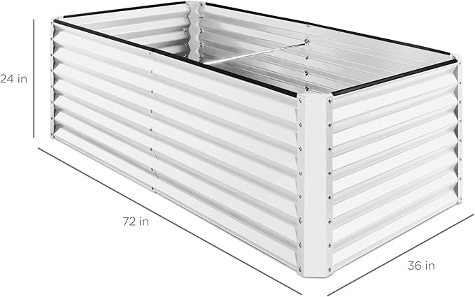 Best Choice Products 6x3x2ft Outdoor Metal Raised Garden Bed, Deep Root Box Planter for Vegetables, Flowers, Herbs, and Succulents w/ 269 Gallon Capacity - White