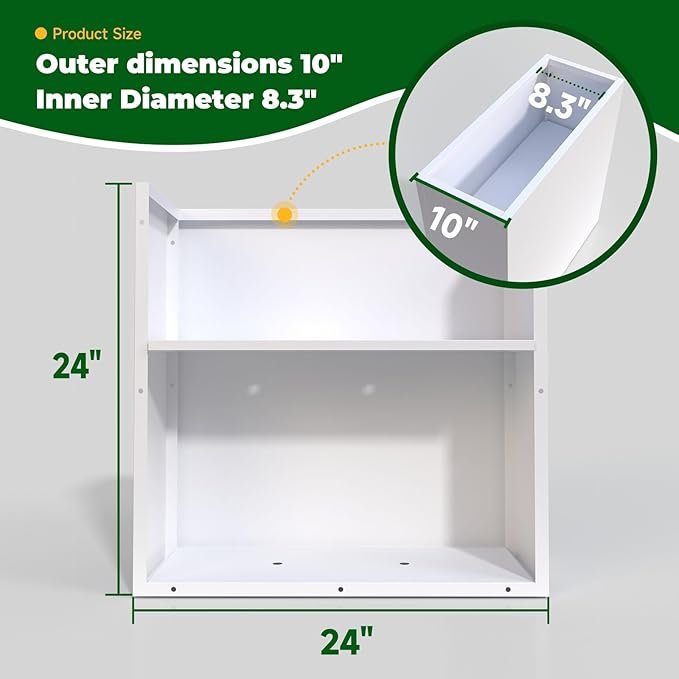 GZLVSOW White Metal Long Planter for Outdoor Plants 24" x 10" x 24" Metal Rectangular Outdoor Planter Box Spliced Flower Box with Partitions for Outside,Indoor,Garden (White, 24 * 10 * 24)
