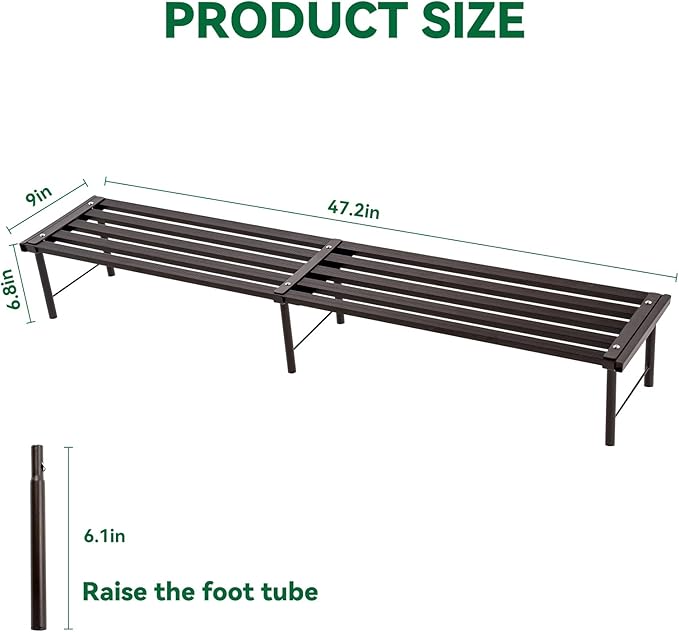 MultirackX Metal Plant Stand, Rust-proof Aluminum Flower Pot Stand, Heavy Duty Planter Display Shelving for Patio Balcony Garden Living Room Decorative (Ebony, 47.2 Inch)
