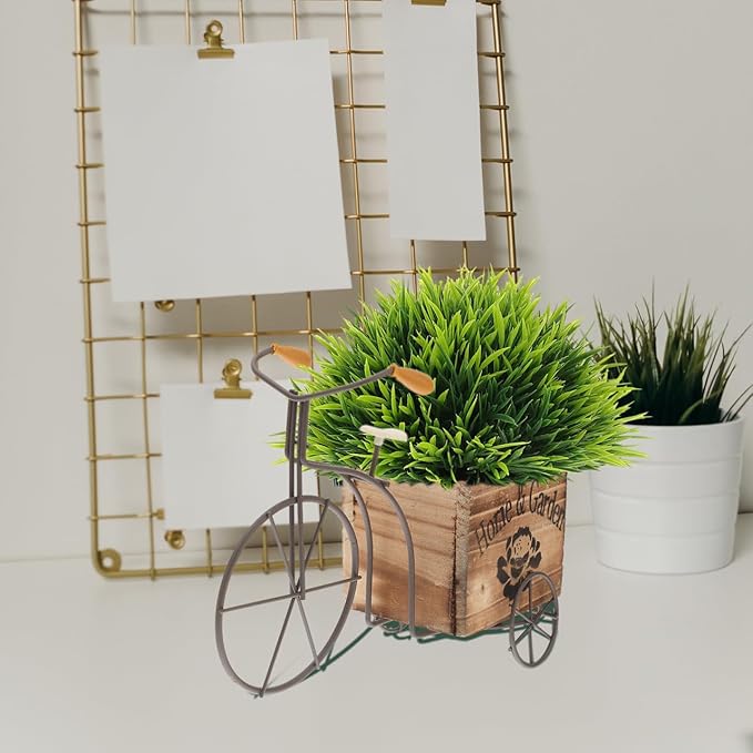 DOITOOL Bicycle Planter Wooden Planter Boxes Tricycle Plant Stand Succulent Pot for Outdoor Plants Garden Home Decoration