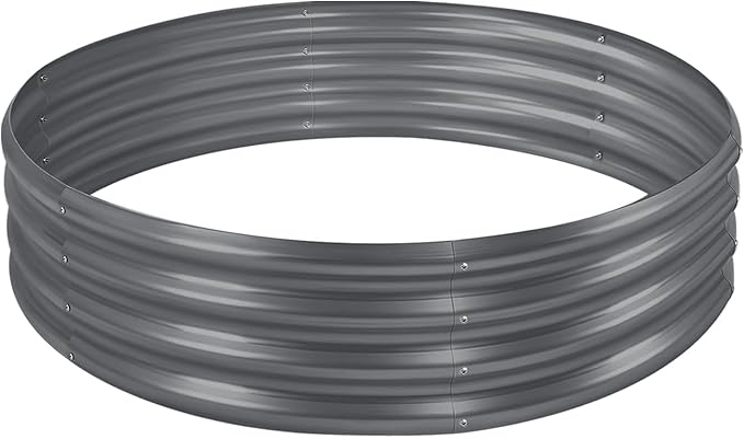 Land Guard 2×2×0.95ft Galvanized Raised Garden Bed Kit, Round Galvanized Planter Raised Garden Boxes Outdoor, Large Metal Raised Garden Beds for Vegetables, Modern Gray