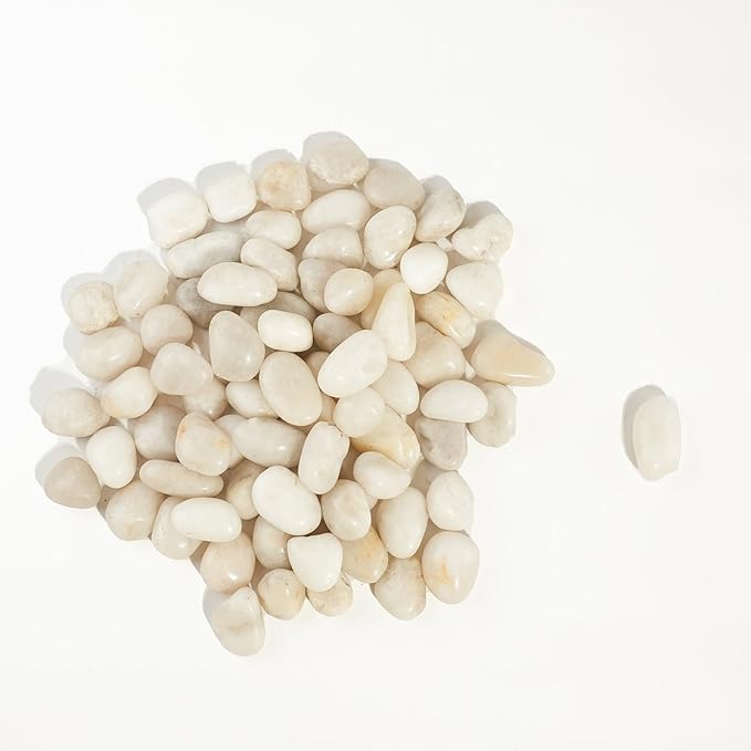 12 LBS River Rocks, StoneCreek, Decorative Garden Stones for Plant Landscaping, Polished Gravel Filler Pebbles for Home Decoration, Vases, Succulents, Flower Beds and Fish Tanks (White, Medium)