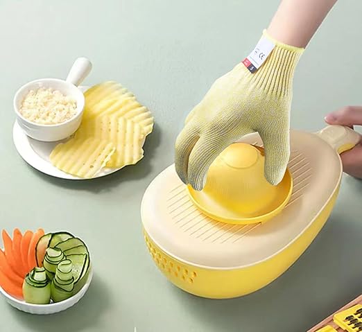 Cutting Gloves, 2 Pairs of Cut Resistant Gloves Food Grade, Cut Resistant Gloves for Kitchen, Oyster Shucking, Fish Fillet Processing, Carving Wood and Gardening(Small-Yellow)