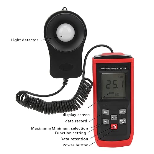 GYZOUKA TA8133 Digital Light Meter, Illuminance Meter with Manual Auto Range 200000lx, for Visible Light Measurement