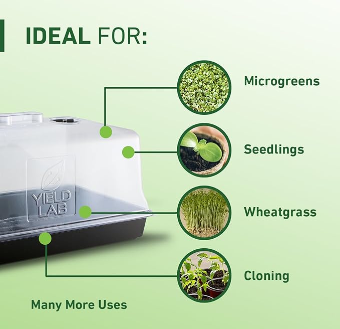 Yield Lab 7 Inch Propagation Dome - 25 Pack Humidity Vented Domes – Plant Growing Dome for Seedling, Germination, Soil & Hydroponic Horticulture