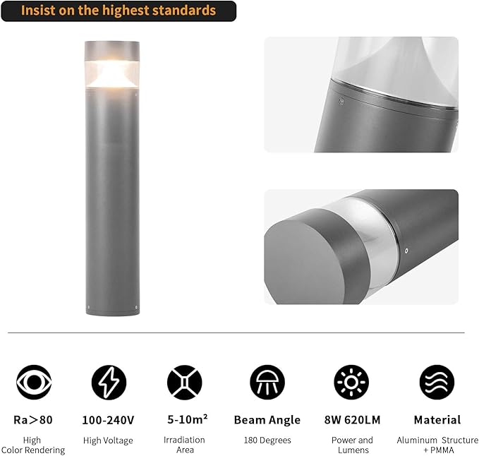 Linkmoon Outdoor Pathway Light, 32 in IP65 Waterproof Driveway Lights, 3000K led Landscape Lighting Outside，620LM Path Lights, 120V Hard Large Bollard Lamp for Garden Yard Patio Lawn Walkway Decor