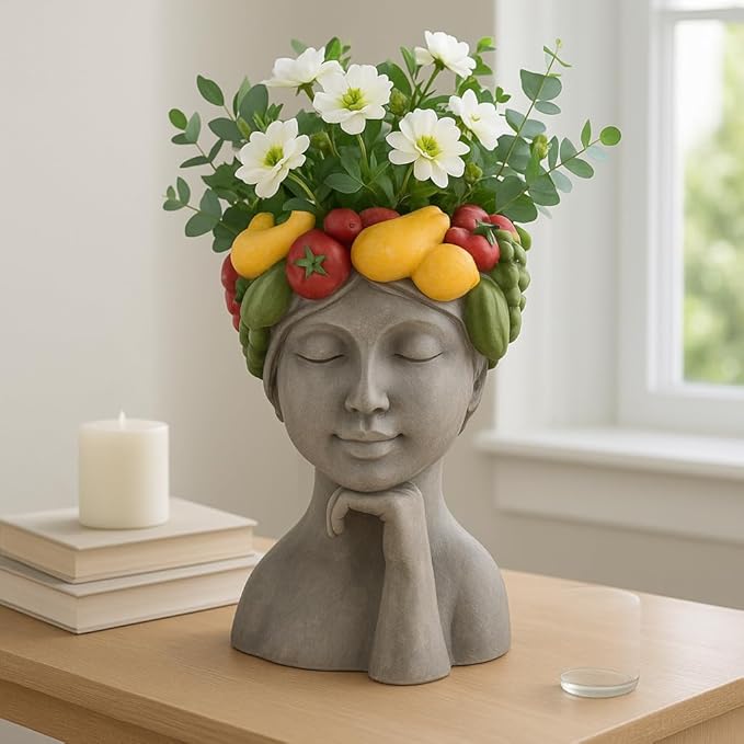 Sagebrook Home Polyresin Face Planter - Enrich Your Space with Greenery