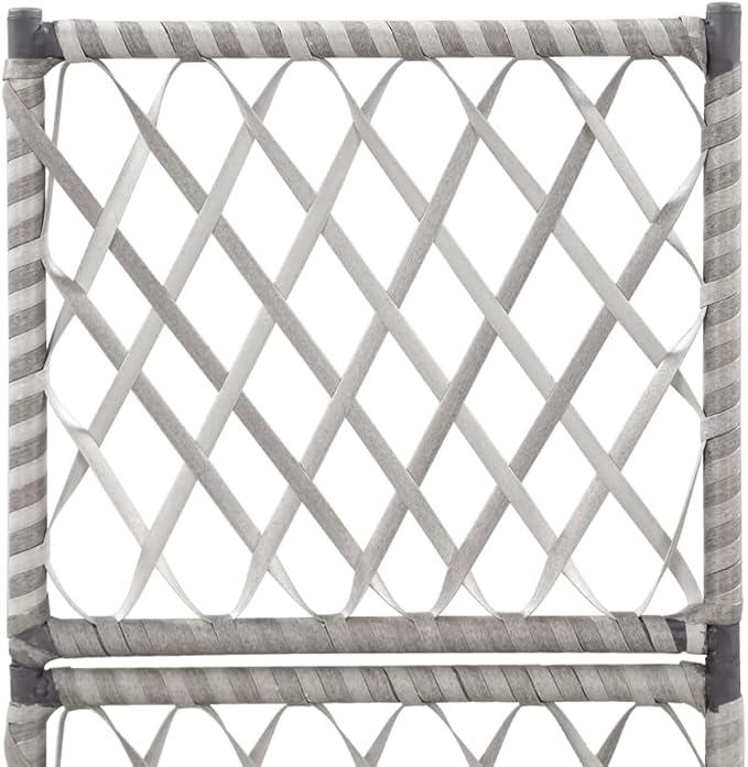 vidaXL Poly Rattan Trellis Raised Bed in Gray - Outdoor Garden Planter with Large Flower Box and 1 Removable Pot - Durable and Decorative