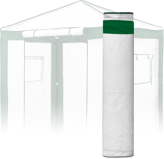 EAGLE PEAK Replacement Cover for 6x4 Portable Pop up Greenhouse with Polyester Reinforced Corners, Front Roll-Up Zipper Entry Door and 2 Roll-Up Side Windows (Frame Not Included), Green/White