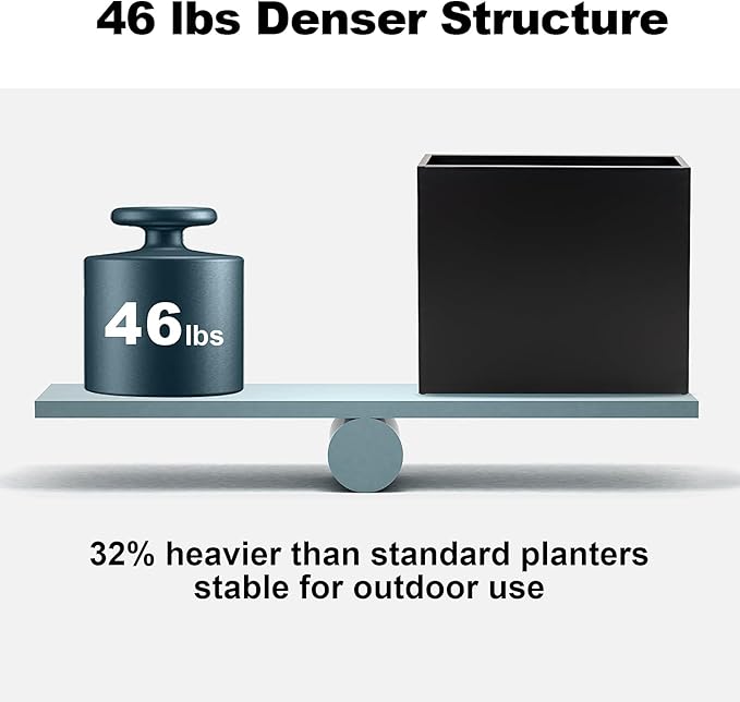 CYC Metal Large Rectangular Planter Box Outdoor 30" H x 34" W x 10" D,Tall Flower Pot with Quick Installation,Long Black Planters for Outdoor Plants with Drainage Holes for Plants,Patio,Garden