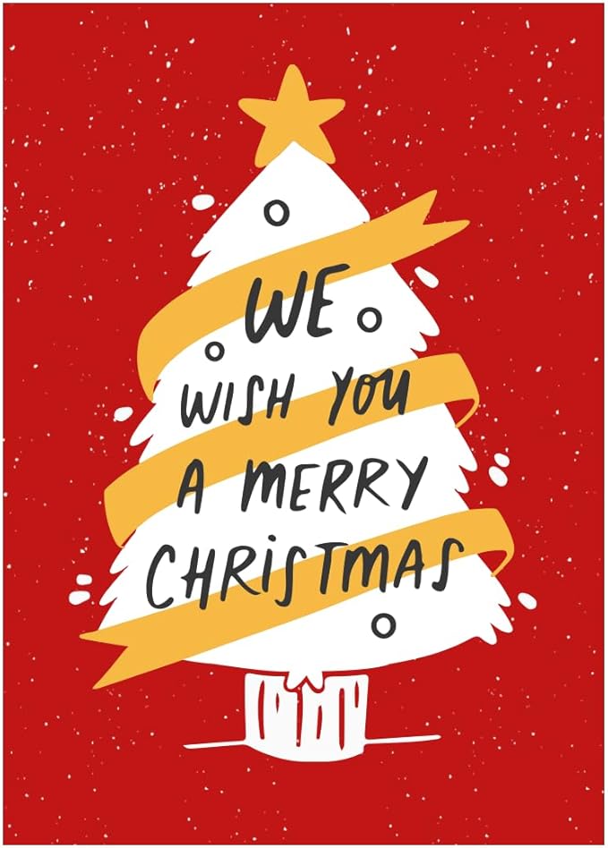 AGAS We Wish you a Merry Christmas Tree Garden Flag 12 x 18 Inch - Small Christmas Flags for Outside, New Year Decorations, Holiday Garden Flags for Outside - No Pole Included
