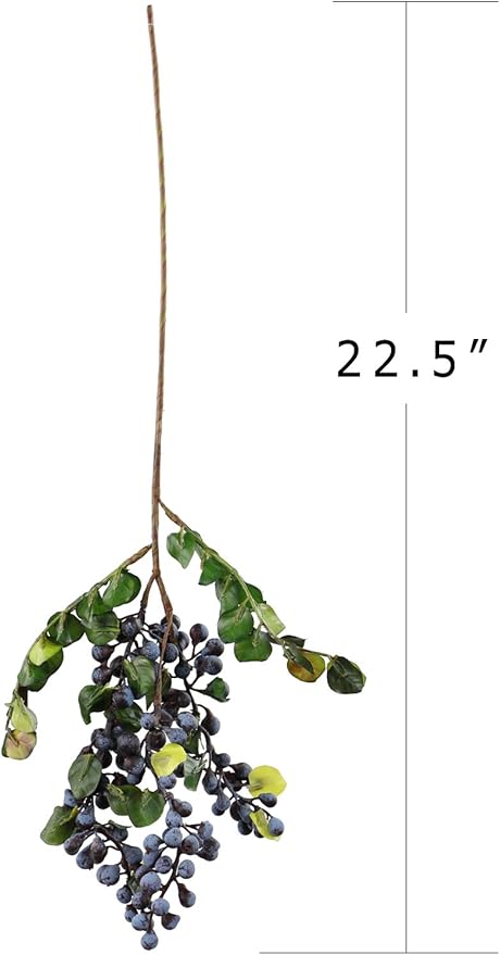 Rinlong 2Pcs Artificial Blueberries Fake Berries Stems Hanging Spray Frosted Blueberry Fall Floral Picks for Wreath Thanksgiving Decoration