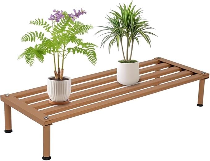 MultirackX Metal Plant Stand, Rust-proof Aluminum Display Rack, Plants Display Stands Decoration Racks for Living Room Garden Balcony Patio (Wood Color, 31.5Inch Low Leg)