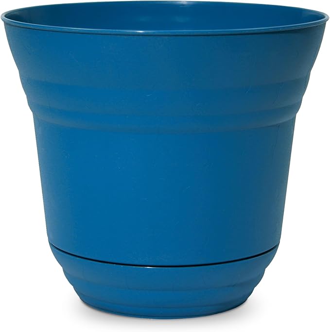 Headwind Traverse Planters – 14" 2 Pack Plastic Plant Pot in Sapphire Blue - Indoor & Outdoor Pots for Plants with Drainage - Decorative Plant Pot, Flower Pots Outdoor for Garden by Robert Allen