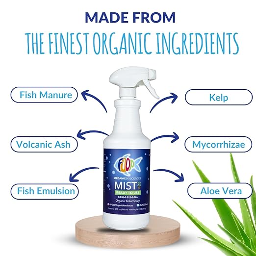 FOOP Mist Pack - Organic Foliar Spray Made from Fish Manure (with Fresh Minty Scent) | Corrects Plant Nutrient Deficiencies | Ready to Use, No Mixing Required (32oz Spray + 1G Refill)