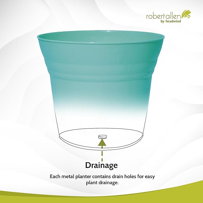 Headwind Traverse Planters – 14" 2 Pack Plastic Plant Pot in Surf Light Blue - Indoor & Outdoor Pots for Plants with Drainage - Decorative Plant Pot, Flower Pots Outdoor for Garden by Robert Allen