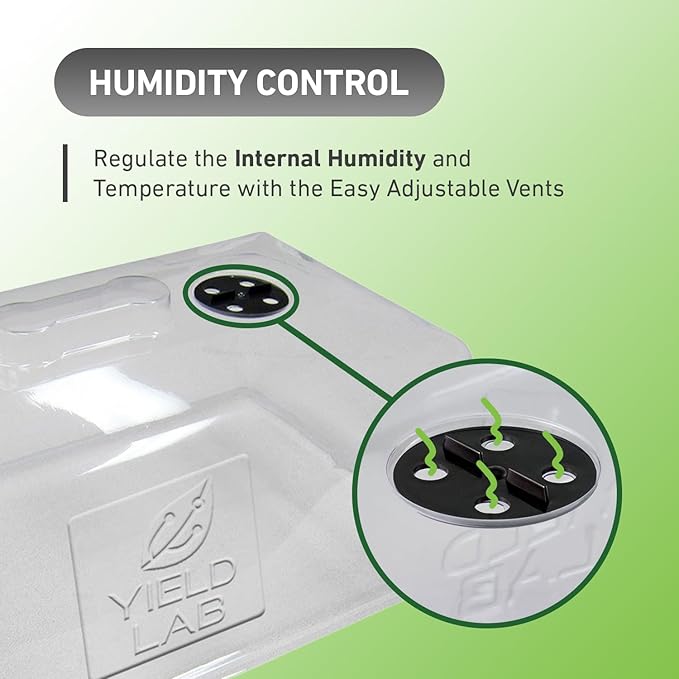 Yield Lab 7 Inch Propagation Dome - 25 Pack Humidity Vented Domes – Plant Growing Dome for Seedling, Germination, Soil & Hydroponic Horticulture