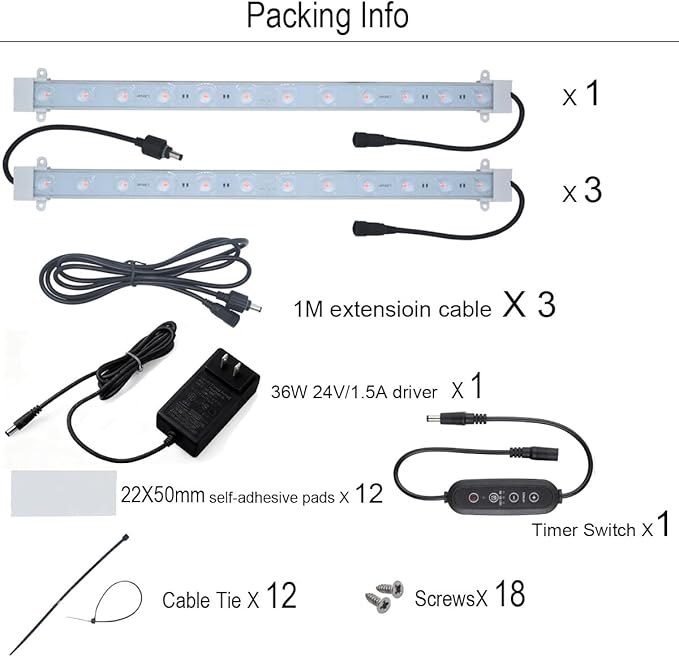 Litever Grow LED Light Strip Kits for Plants, 45W, Full Spectrum White Grow Lights, Easy Installation. Good for Indoor Plant Grow Shelf, Greenhouse, Grow Cabinets