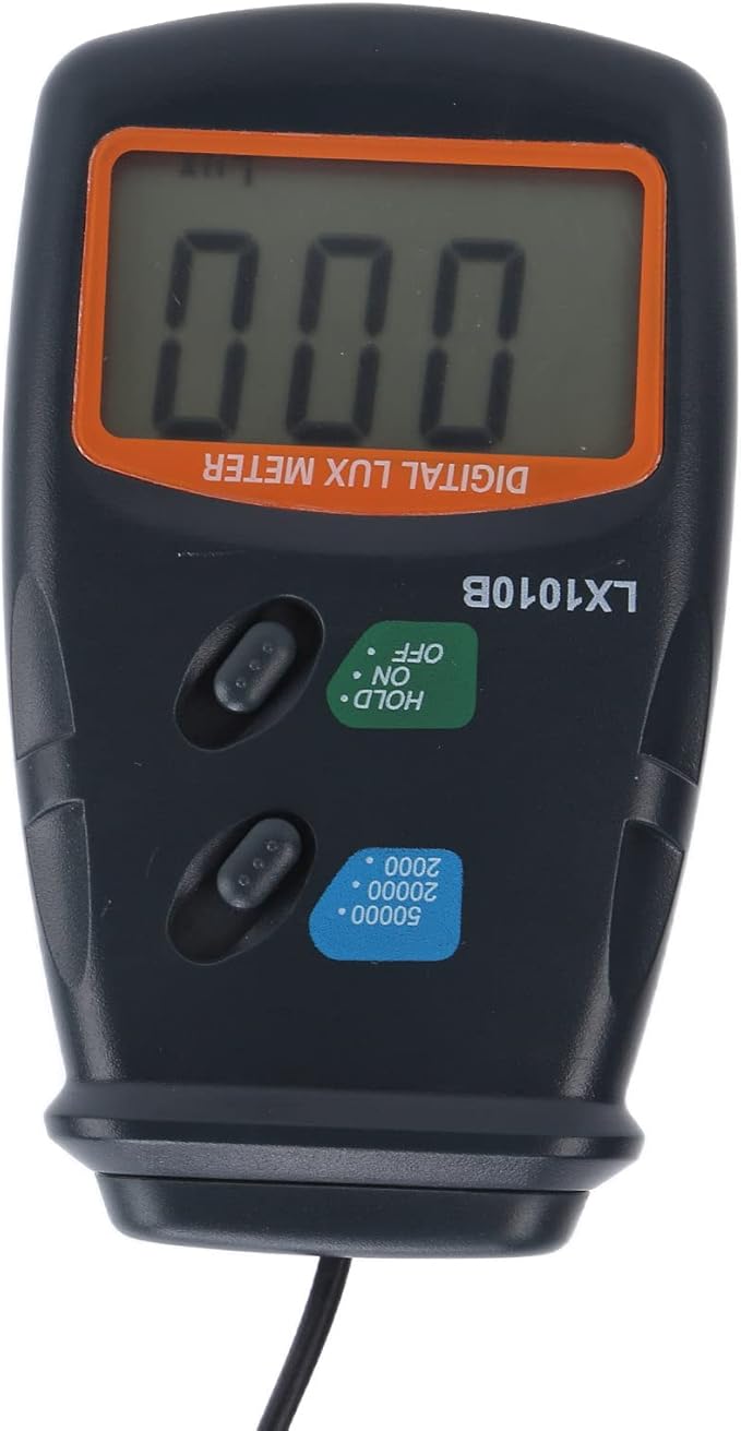 Light Meter Digital Illuminance Meter LX‑1010B Handheld Luminometer 3-1/2 digits 18mm LCD Photometer Luxmeter Tester Reading Lock Range up to 50000 Lx