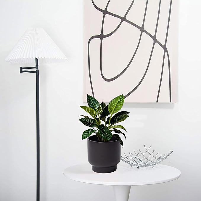 LB Black Ceramic Plant Pot for Indoor Plants, Succulent Planters Ceramic Plant Pots, Modern Flower Pots for Living Room Office Home Decor, Round Flower Pot of 4.3 Inch(Plant Not Included)