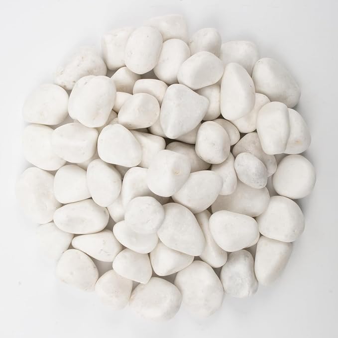 LOOIOOJ 10lbs White River Rocks, Polished Pebbles for Plants, Garden, 1-2 Inch Decorative Stones, Ideal for Fish Tanks, Vases, Crafting, and Landscaping (Weight : 10 LB, Pure White)