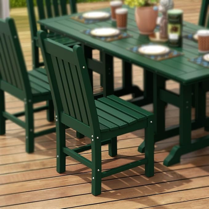 WestinTrends Malibu HDPE Outdoor Armless Patio Dining Chair Dark Green