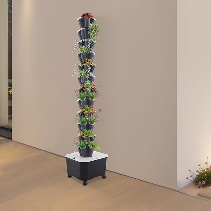 Hydroponics Growing System, 12 Layers 60 Plant Sites Indoor Hydroponic Tower with Water Pump, Vertical Garden Planter with Wheels, Hydroponic Germination Kit for Gardening Lover