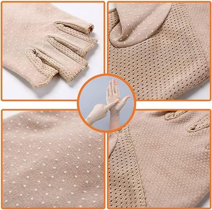 INOGIH Women Sunblock-Fingerless Gloves UV-Sun-Protection Driving Non-Slip Outdoor Gloves for Women Girls