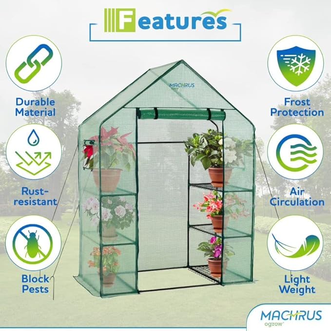 Machrus Ogrow Greenhouse Kit, Multiple Sizes - Green House, Small Greenhouses Outside, Kit Small Greenhouses Outdoors, Mini Greenhouse Outdoor.