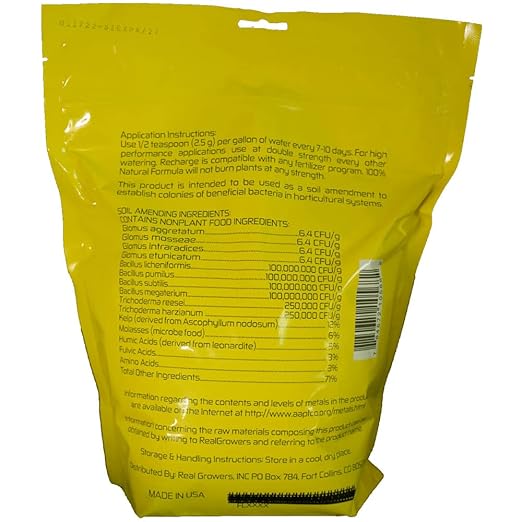 Real Growers Recharge - Mycorrhizae Instant Compost Tea/Soil Microbes for Plant Growth - 5lb