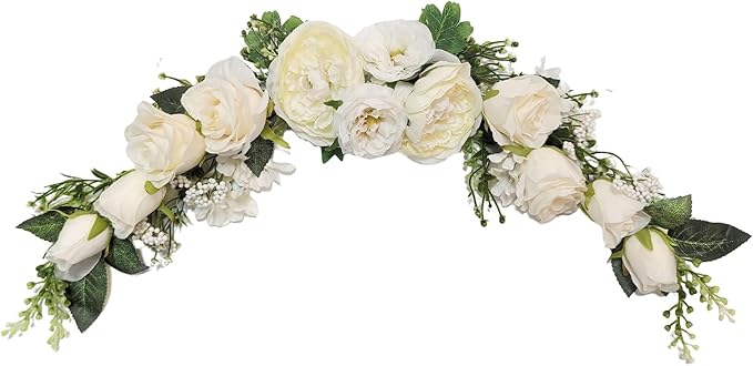 Arch Flowers, Artificial Floral Swags, 23", Decorative Swag, Artificial Flower Swag for Door Party Wall Home Decor(Ivory)
