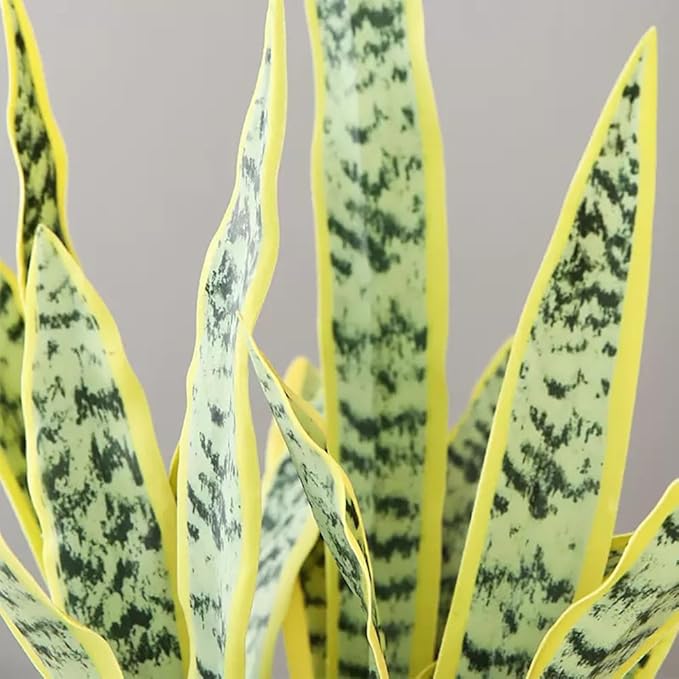 Bird Fiy Artificial Snake Plants 30" Faux Agave Fake Sansevieria Artificial Silk UV Resistant Plant for Home Garden Office Store Decoration 4 Pcs (Yellow-Light Green)