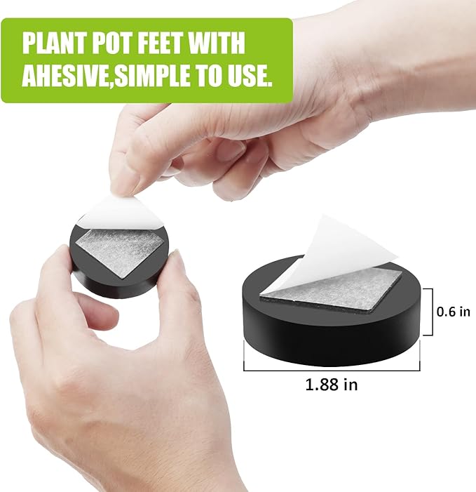 12 Pack Invisible Pot Feet with Enhanced Non-Slip Surface Grip Plant Pots and Flowers, Solid Rubber Pots Risers, Pot Lifters for Indoor or Outdoor Planters
