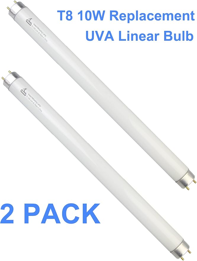 BL T8 F10W Replacement Bulbs for Aspectek, LiBa 20W Indoor Device, F10T8 BL365nm 10 Watt Tube G13, 13'' Linear Black Light Fluorescent Tube 2 Pack