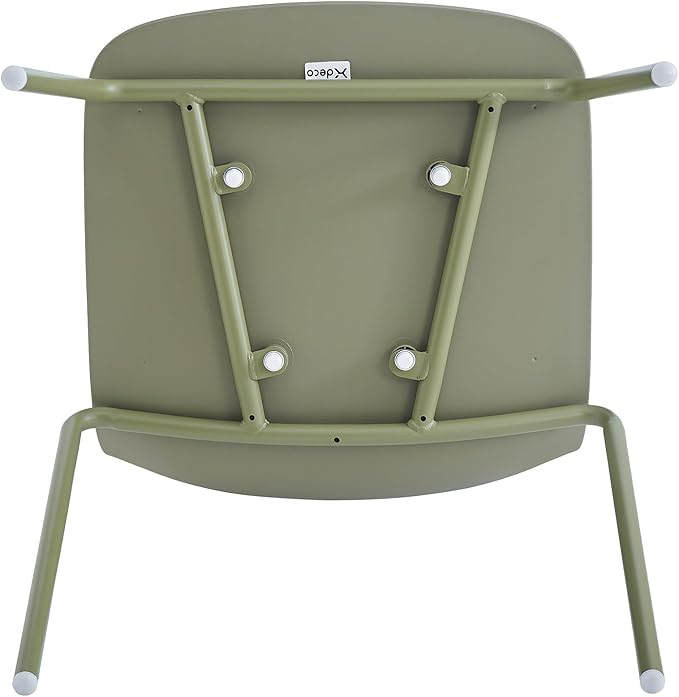 Plastic Stackable Dining Chairs Set of 4, Modern Outdoor Patio Chairs with Metal Legs for Patio Cafes, Restaurants and Office Waiting Room (Sage Green)