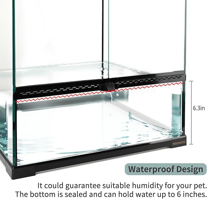 waazoorep 30 Gallon Tall Reptile Glass Tank Terrarium 18"x18"x24" Large Habitat Enclosure for Gecko,Lizard,Chameleon,Frog,Snake,No Install Needed and Come with Tank Background