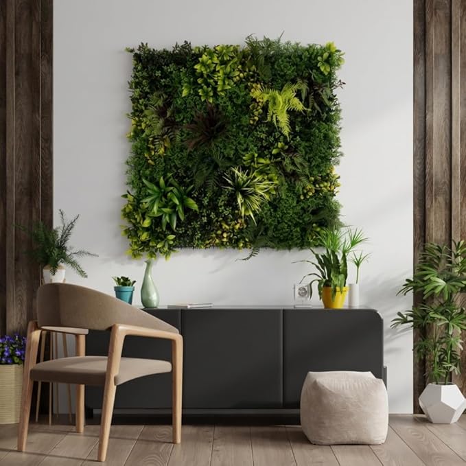 ULAND Artificial Plant Wall Panels, 1pc 40"x40" Greenery Grass Wall Backdrop Decoration, Faux Ivy Leaves Outdoor Privacy Fence Covering (B082)
